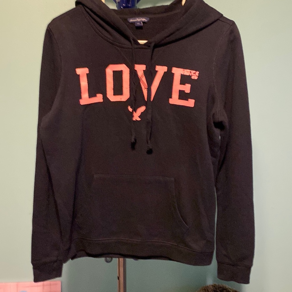 American Eagle Outfitters Medium Black Graphic Hoodie EUC